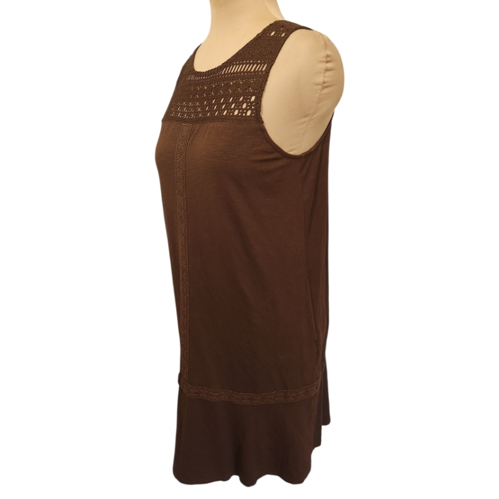 J. JILL Kona Brown Crocheted Lace Shift Dress - Size L - Picture 8 of 15